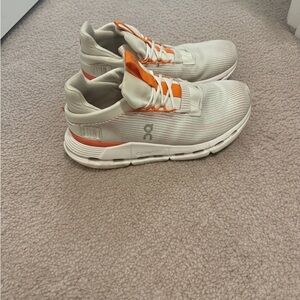 On Running Womens Sneakers in Cream and Orange